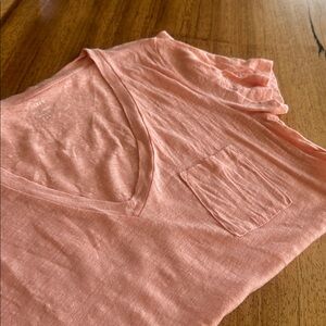 J. Crew Salmon Colored V-Neck Tee 100% Linen - Size XS